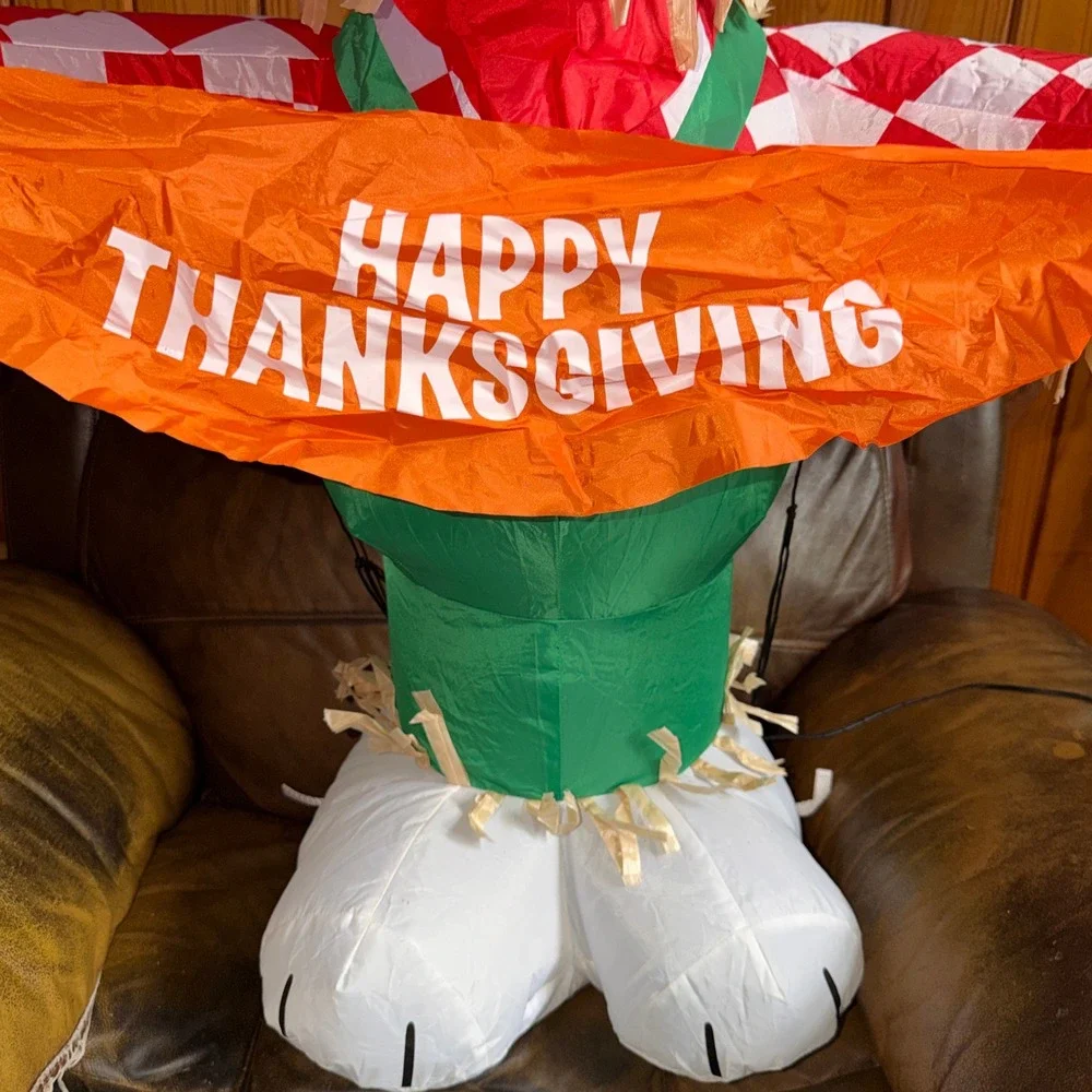 Peanuts 3.5ft Snoopy Scarecrow Thanksgiving Airblown Inflatable TESTED 7 WORKING